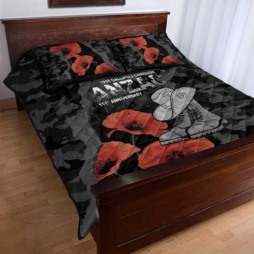 Australia 1915 Gallipoli ANZAC Quilt Bed Set 111th Anniversary Army Boots And Slouch Hat