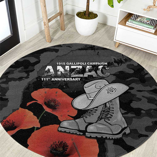 Australia 1915 Gallipoli ANZAC Round Carpet 111th Anniversary Army Boots And Slouch Hat