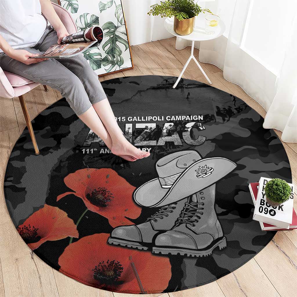 Australia 1915 Gallipoli ANZAC Round Carpet 111th Anniversary Army Boots And Slouch Hat