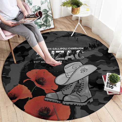Australia 1915 Gallipoli ANZAC Round Carpet 111th Anniversary Army Boots And Slouch Hat