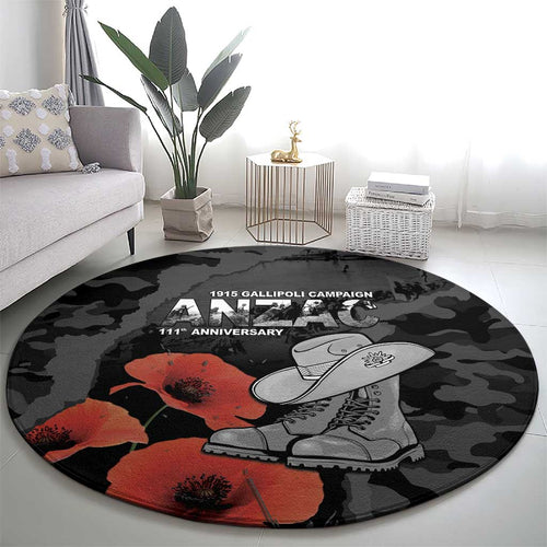 Australia 1915 Gallipoli ANZAC Round Carpet 111th Anniversary Army Boots And Slouch Hat