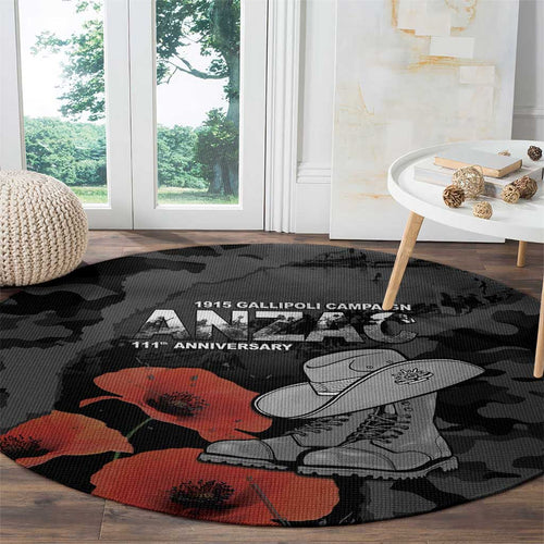 Australia 1915 Gallipoli ANZAC Round Carpet 111th Anniversary Army Boots And Slouch Hat
