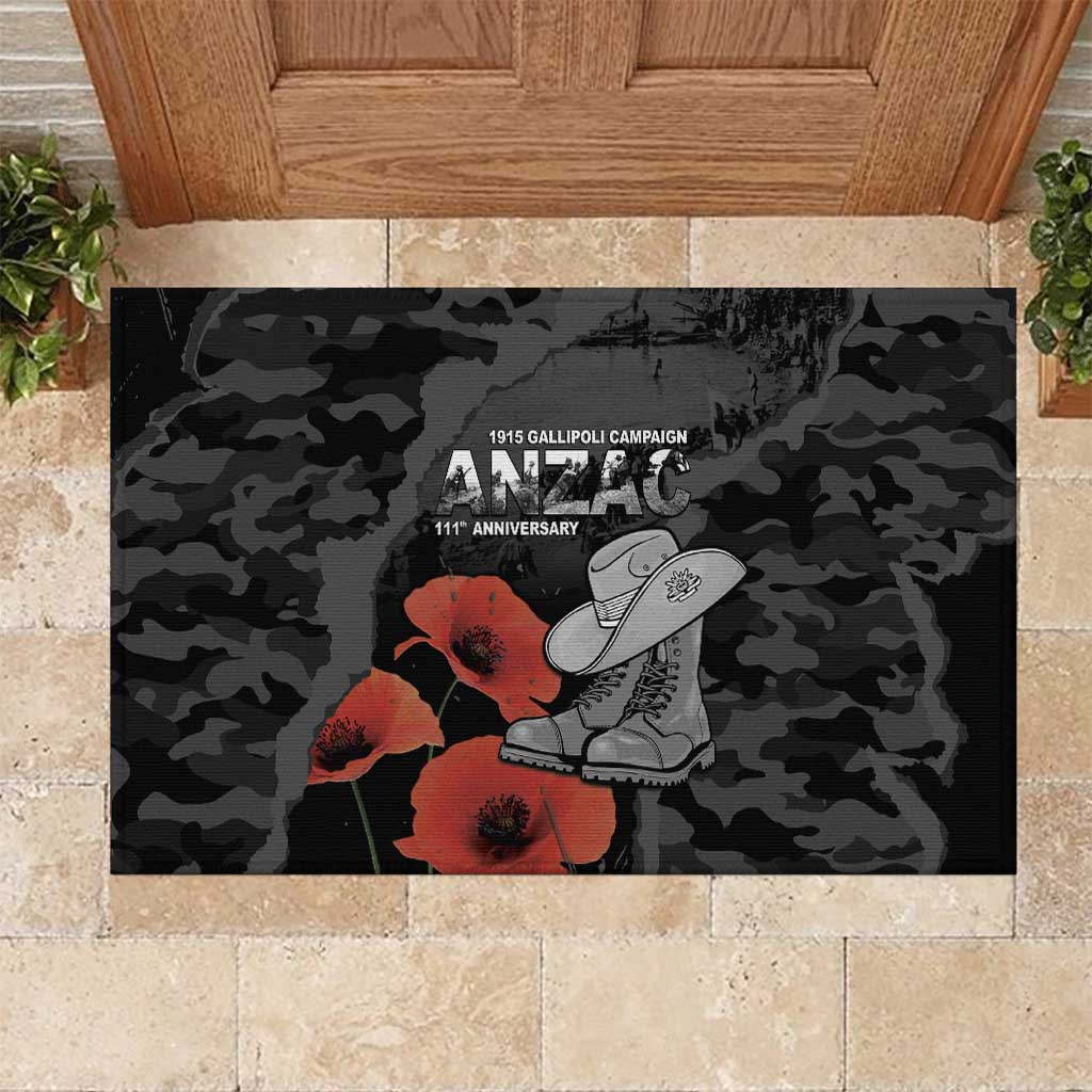 Australia 1915 Gallipoli ANZAC Rubber Doormat 111th Anniversary Army Boots And Slouch Hat