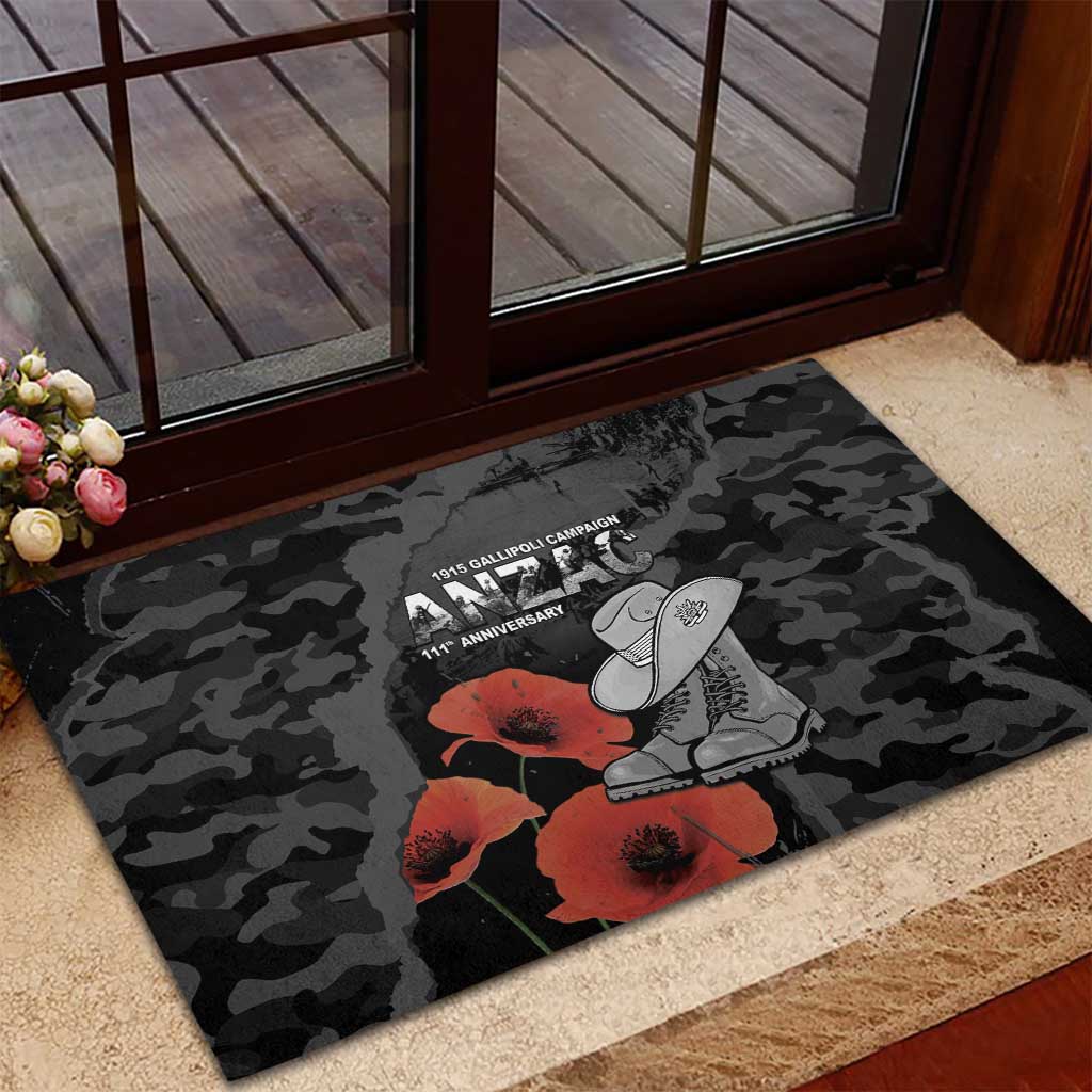 Australia 1915 Gallipoli ANZAC Rubber Doormat 111th Anniversary Army Boots And Slouch Hat