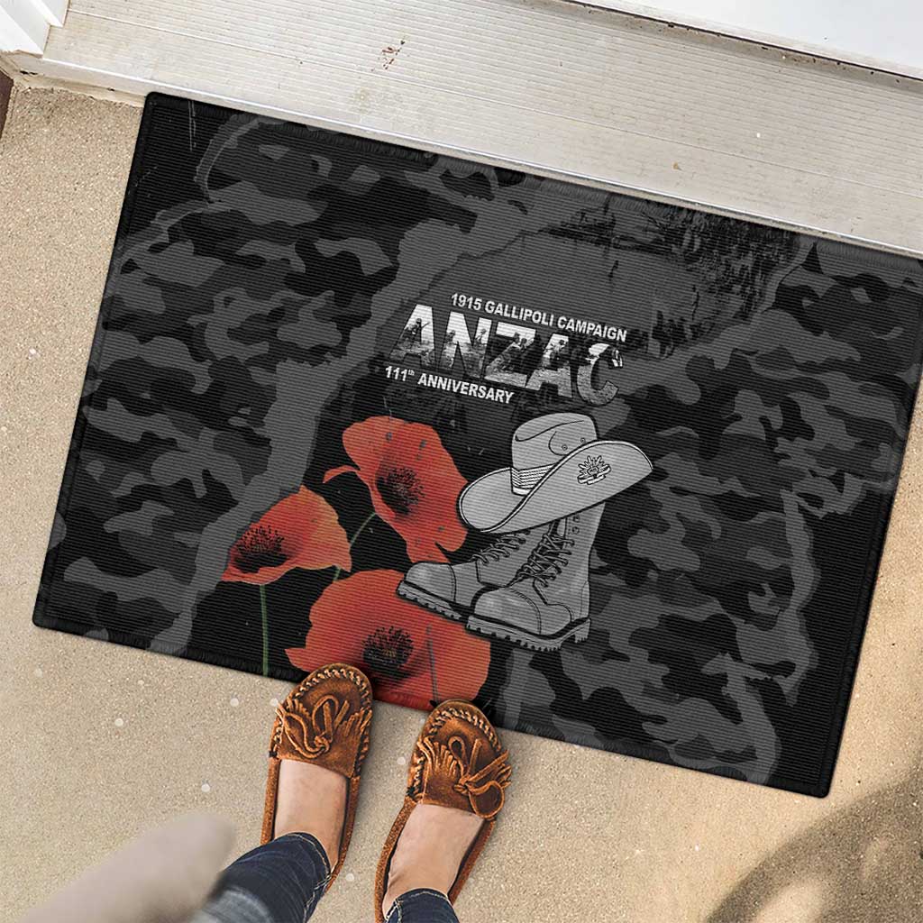 Australia 1915 Gallipoli ANZAC Rubber Doormat 111th Anniversary Army Boots And Slouch Hat