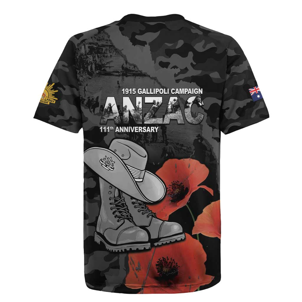 Australia 1915 Gallipoli ANZAC Rugby Jersey 111th Anniversary Army Boots And Slouch Hat