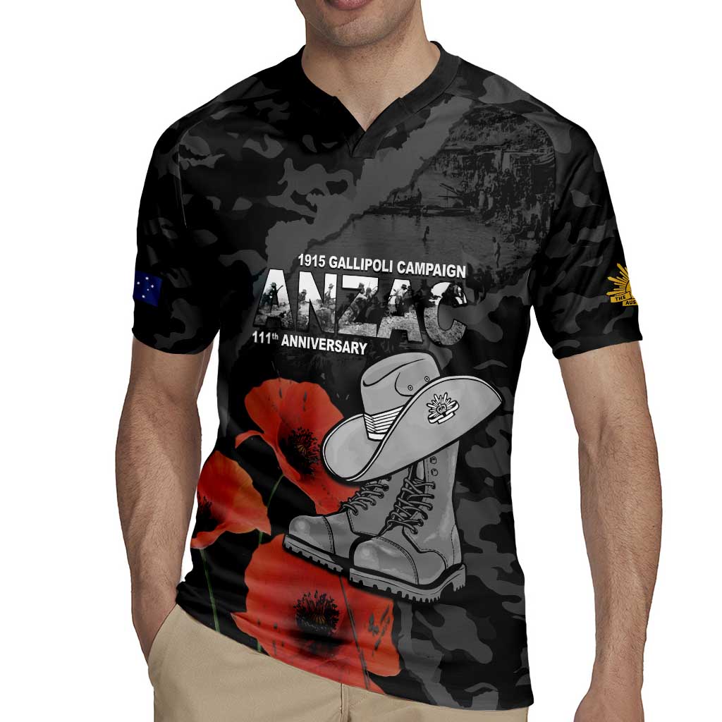 Australia 1915 Gallipoli ANZAC Rugby Jersey 111th Anniversary Army Boots And Slouch Hat