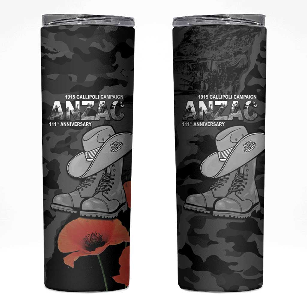 Australia 1915 Gallipoli ANZAC Skinny Tumbler 111th Anniversary Army Boots And Slouch Hat