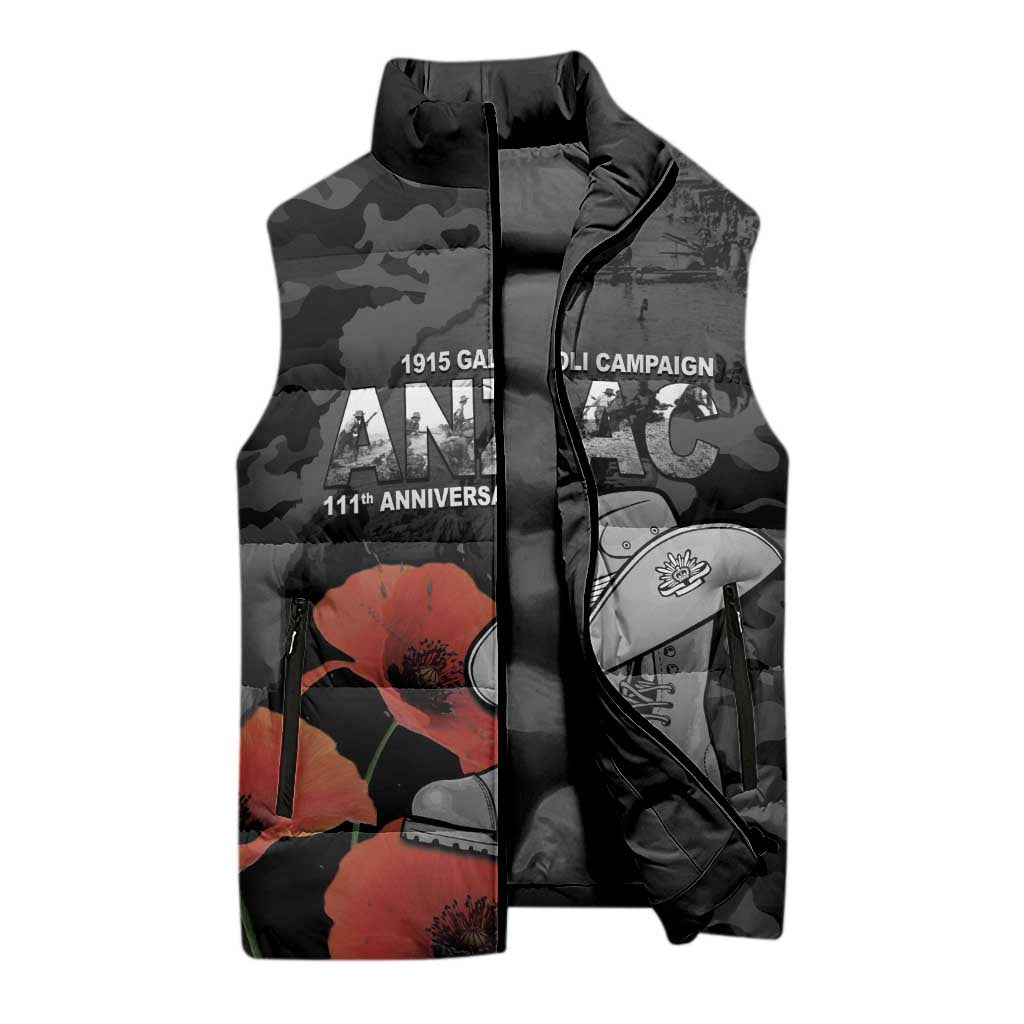 Australia 1915 Gallipoli ANZAC Sleeveless Puffer Jacket 111th Anniversary Army Boots And Slouch Hat