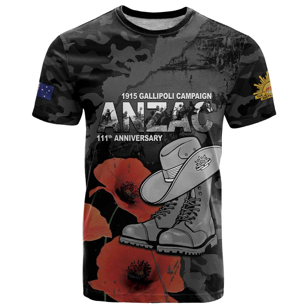 Australia 1915 Gallipoli ANZAC T Shirt 111th Anniversary Army Boots And Slouch Hat