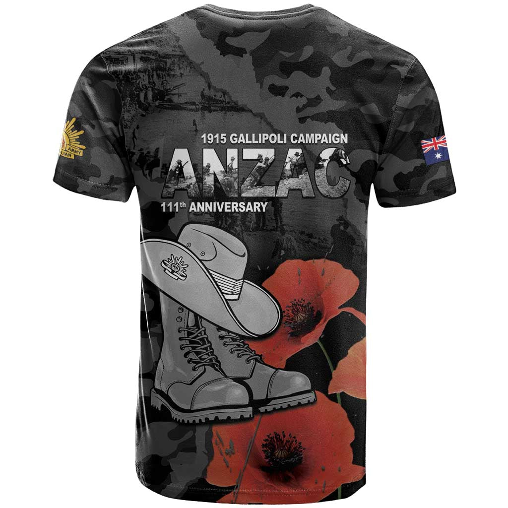 Australia 1915 Gallipoli ANZAC T Shirt 111th Anniversary Army Boots And Slouch Hat
