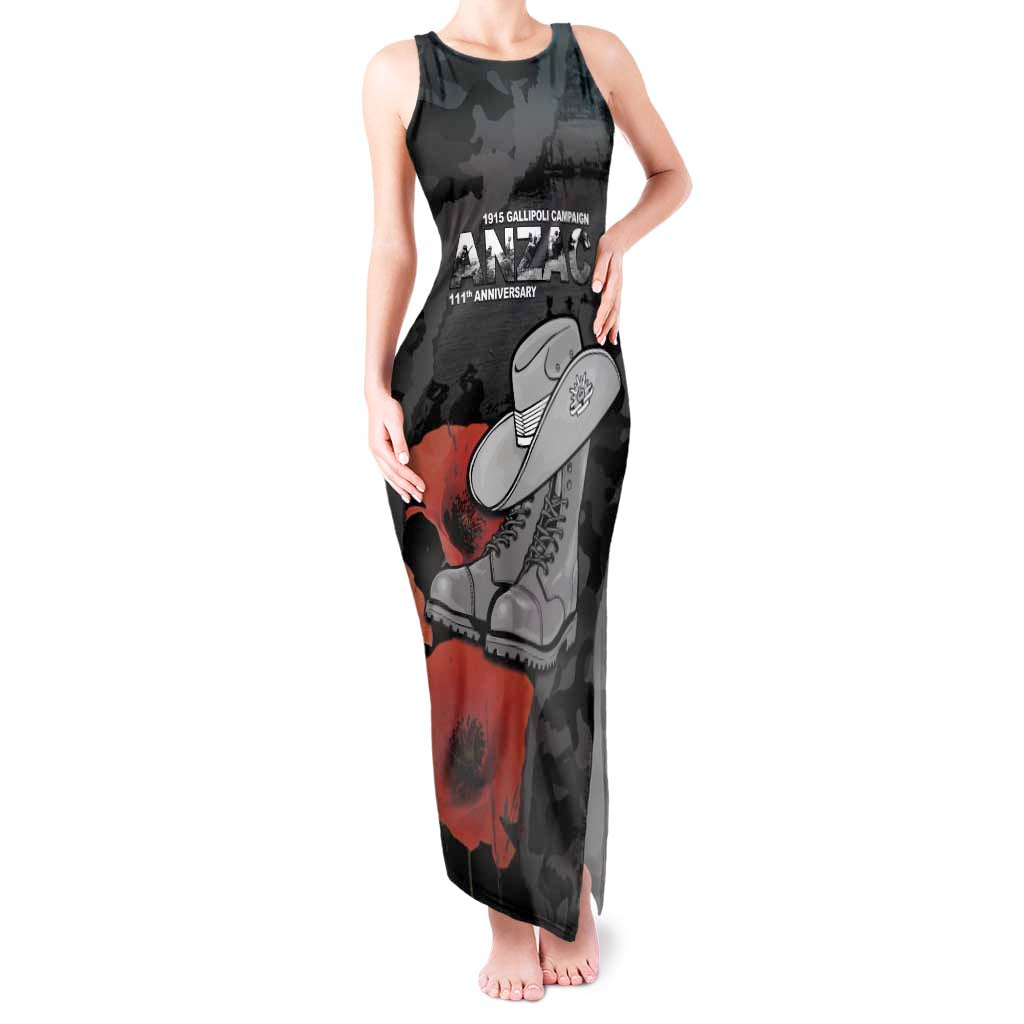 Australia 1915 Gallipoli ANZAC Tank Maxi Dress 111th Anniversary Army Boots And Slouch Hat