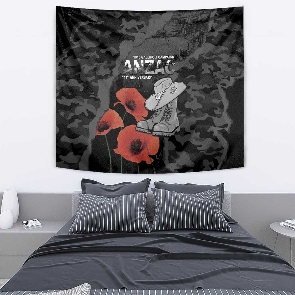 Australia 1915 Gallipoli ANZAC Tapestry 111th Anniversary Army Boots And Slouch Hat