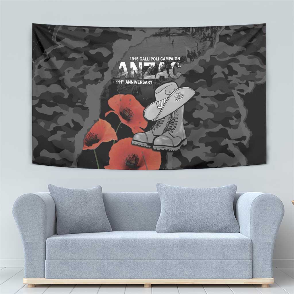 Australia 1915 Gallipoli ANZAC Tapestry 111th Anniversary Army Boots And Slouch Hat
