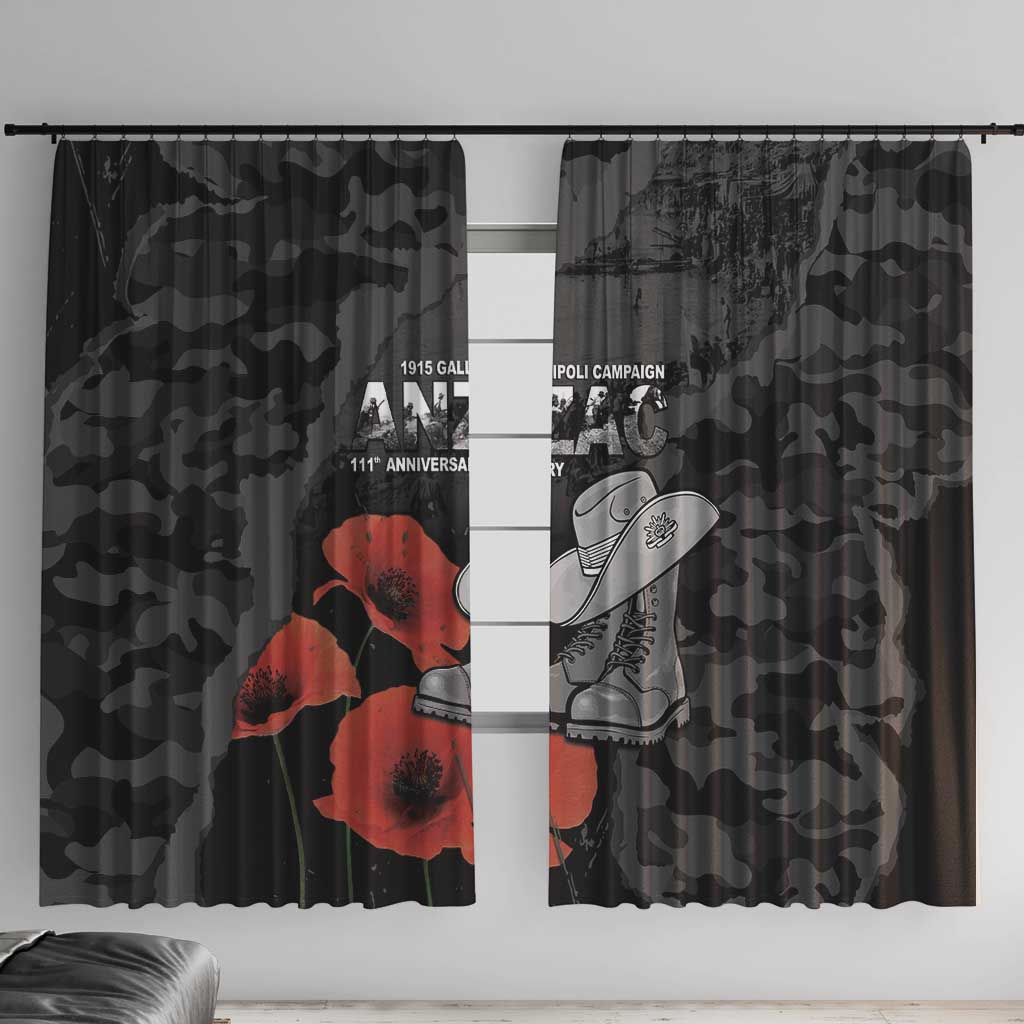 Australia 1915 Gallipoli ANZAC Window Curtain 111th Anniversary Army Boots And Slouch Hat