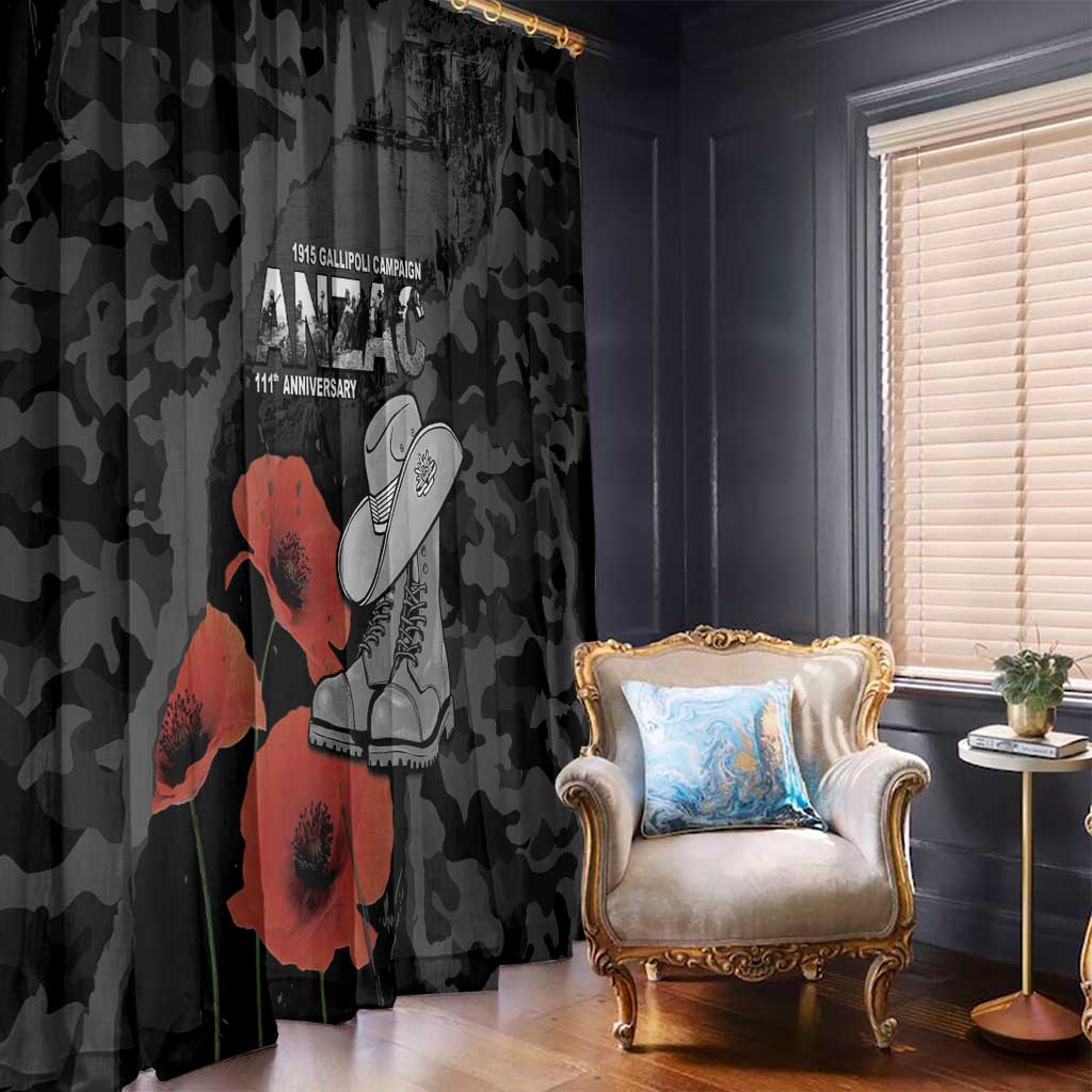 Australia 1915 Gallipoli ANZAC Window Curtain 111th Anniversary Army Boots And Slouch Hat