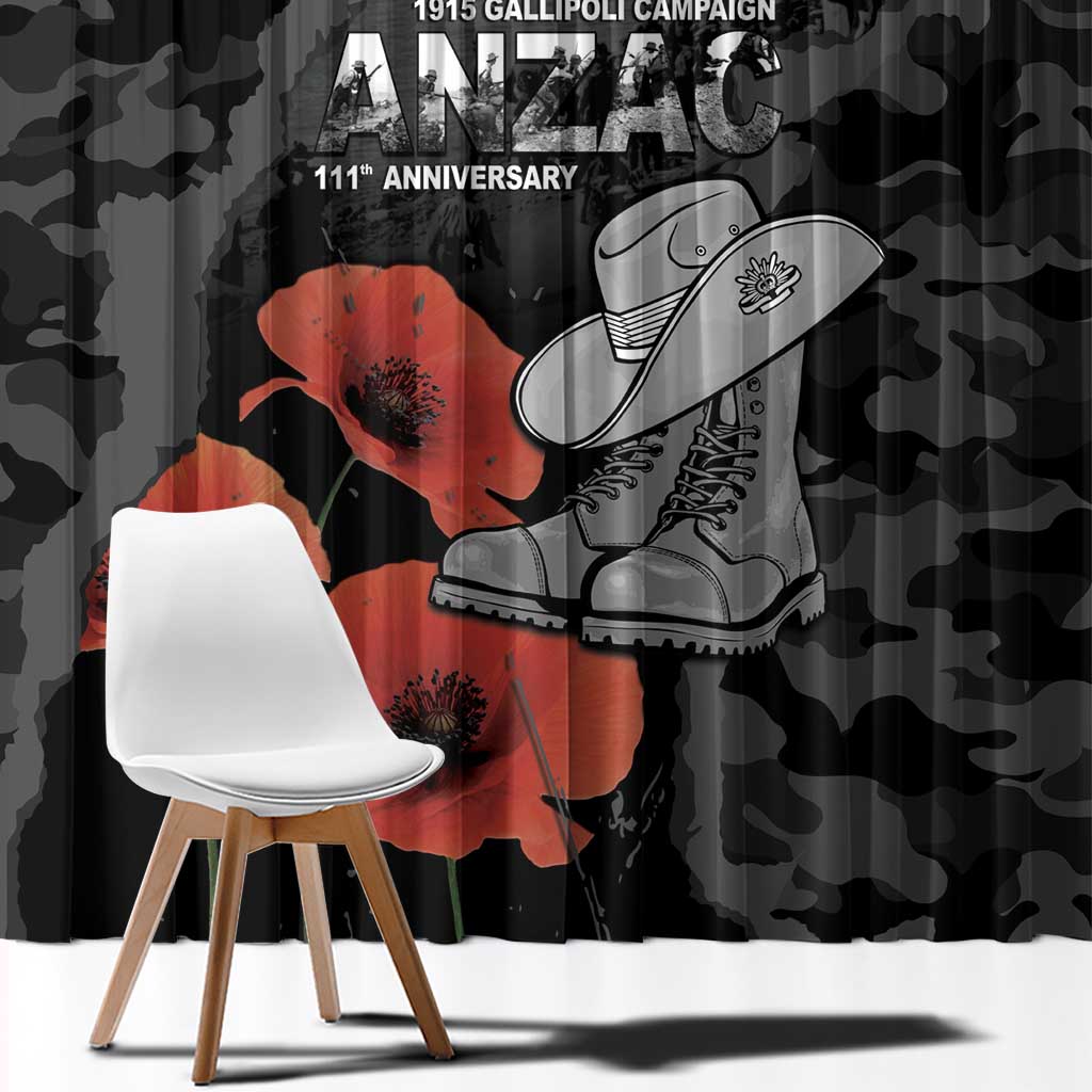 Australia 1915 Gallipoli ANZAC Window Curtain 111th Anniversary Army Boots And Slouch Hat