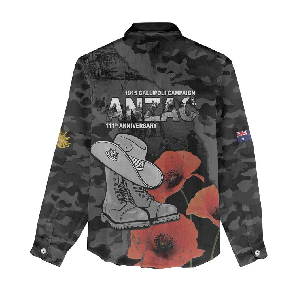 Australia 1915 Gallipoli ANZAC Women Casual Shirt 111th Anniversary Army Boots And Slouch Hat