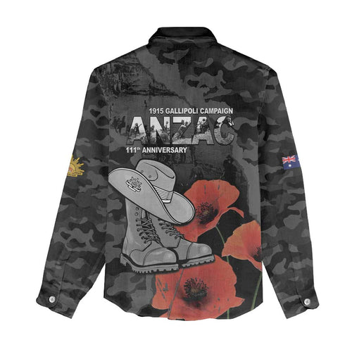 Australia 1915 Gallipoli ANZAC Women Casual Shirt 111th Anniversary Army Boots And Slouch Hat