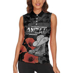 Australia 1915 Gallipoli ANZAC Women Sleeveless Polo Shirt 111th Anniversary Army Boots And Slouch Hat