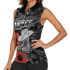 Australia 1915 Gallipoli ANZAC Women Sleeveless Polo Shirt 111th Anniversary Army Boots And Slouch Hat