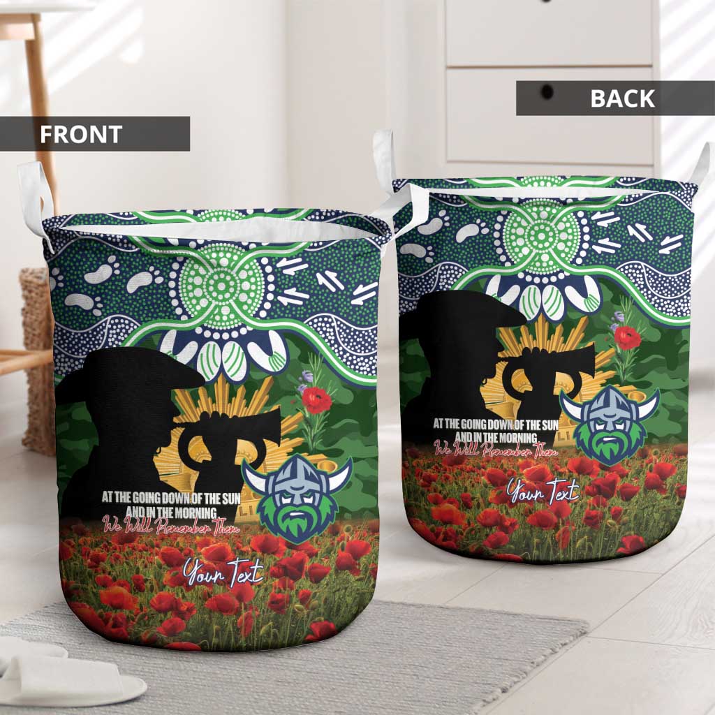 Personalised Raiders Rugby ANZAC Day Laundry Basket Last Post Poppy We Will Remember Them