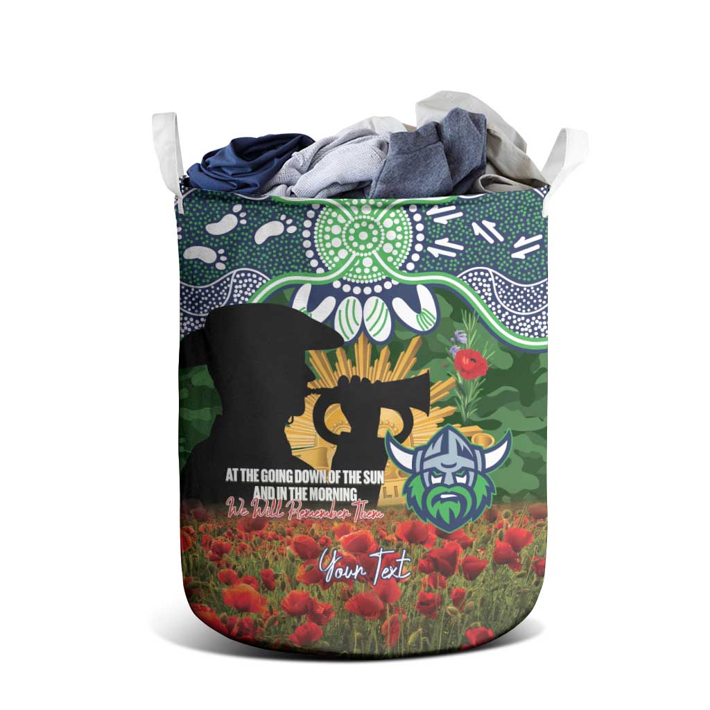 Personalised Raiders Rugby ANZAC Day Laundry Basket Last Post Poppy We Will Remember Them