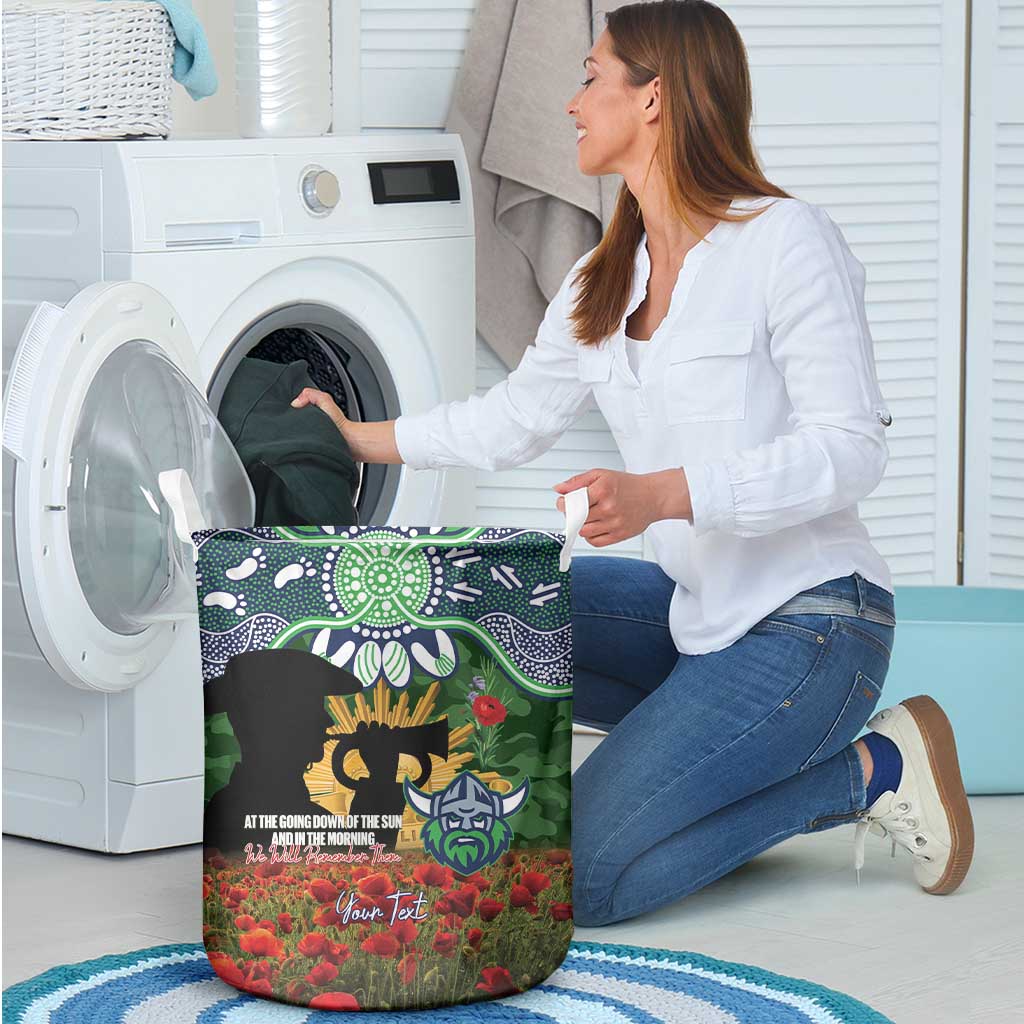 Personalised Raiders Rugby ANZAC Day Laundry Basket Last Post Poppy We Will Remember Them