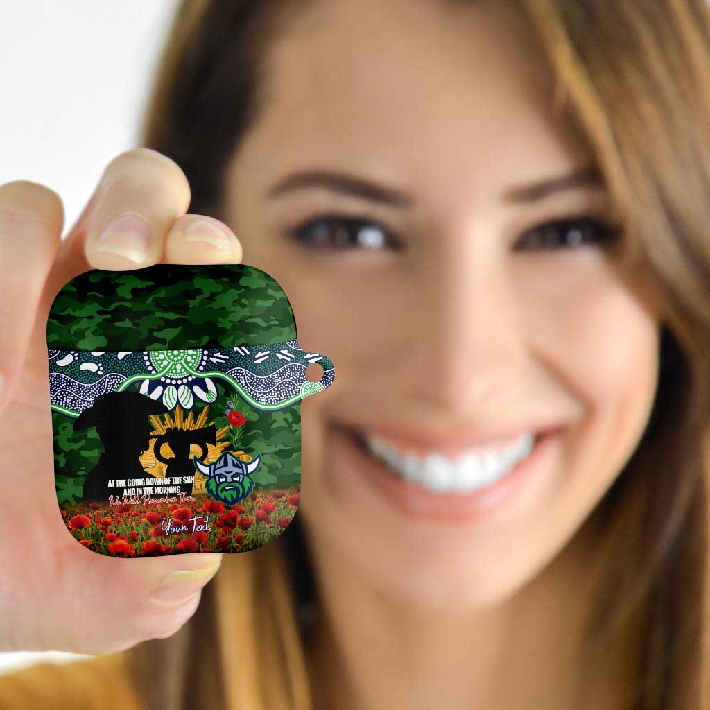 Personalised Raiders Rugby ANZAC Day AirPods Case Last Post Poppy We Will Remember Them
