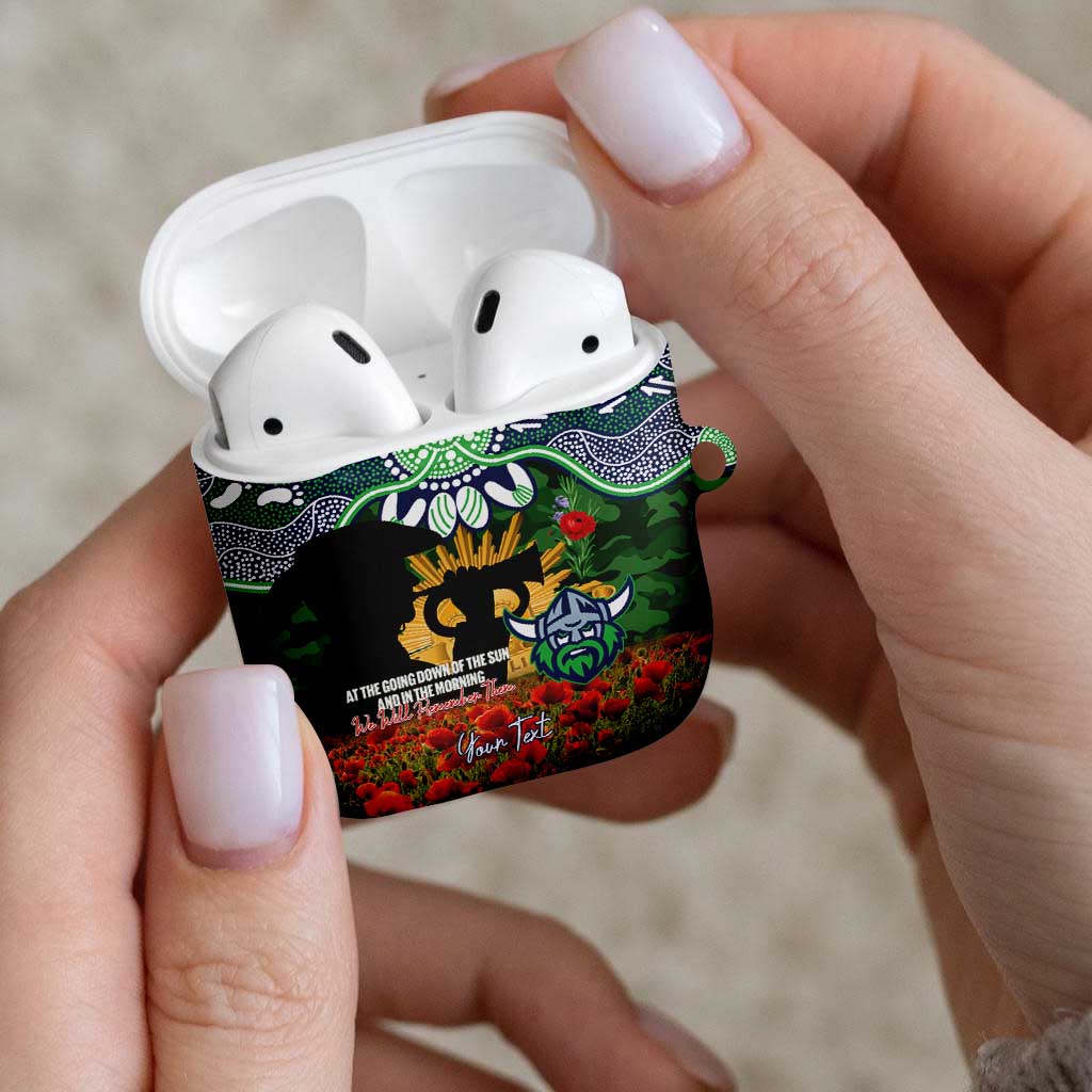 Personalised Raiders Rugby ANZAC Day AirPods Case Last Post Poppy We Will Remember Them