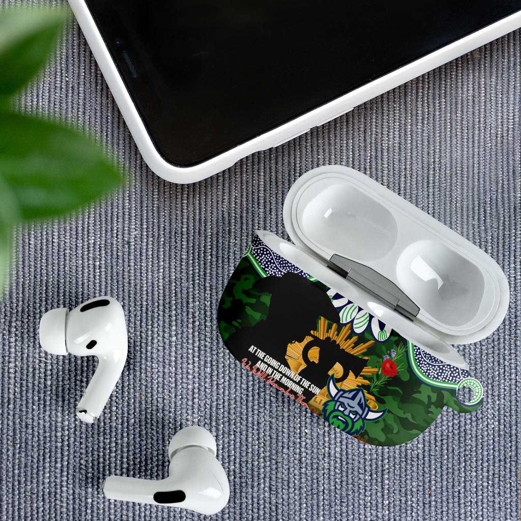 Personalised Raiders Rugby ANZAC Day AirPods Case Last Post Poppy We Will Remember Them