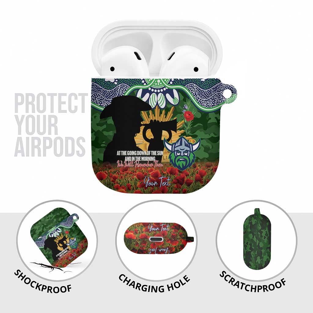 Personalised Raiders Rugby ANZAC Day AirPods Case Last Post Poppy We Will Remember Them