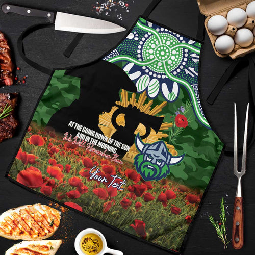 Personalised Raiders Rugby ANZAC Day Apron Last Post Poppy We Will Remember Them