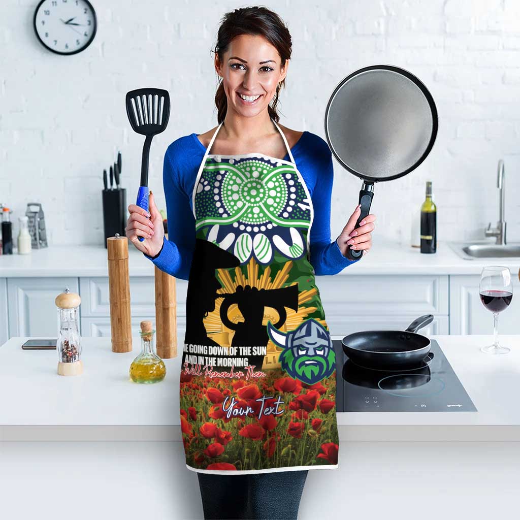 Personalised Raiders Rugby ANZAC Day Apron Last Post Poppy We Will Remember Them