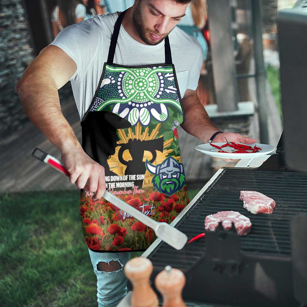 Personalised Raiders Rugby ANZAC Day Apron Last Post Poppy We Will Remember Them