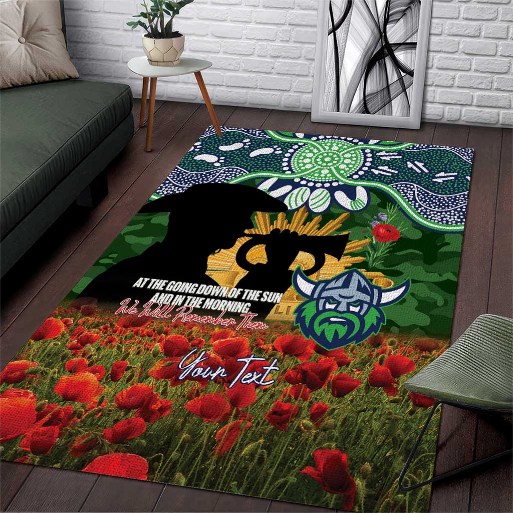 Personalised Raiders Rugby ANZAC Day Area Rug Last Post Poppy We Will Remember Them