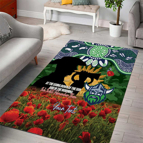 Personalised Raiders Rugby ANZAC Day Area Rug Last Post Poppy We Will Remember Them