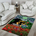Personalised Raiders Rugby ANZAC Day Area Rug Last Post Poppy We Will Remember Them