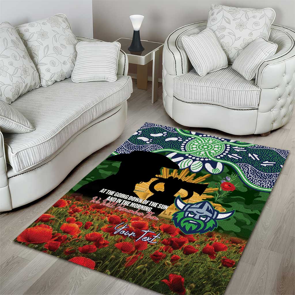 Personalised Raiders Rugby ANZAC Day Area Rug Last Post Poppy We Will Remember Them