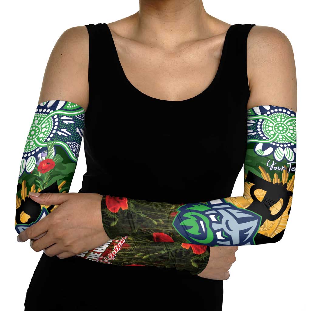 Personalised Raiders Rugby ANZAC Day Arm Sleeves Last Post Poppy We Will Remember Them