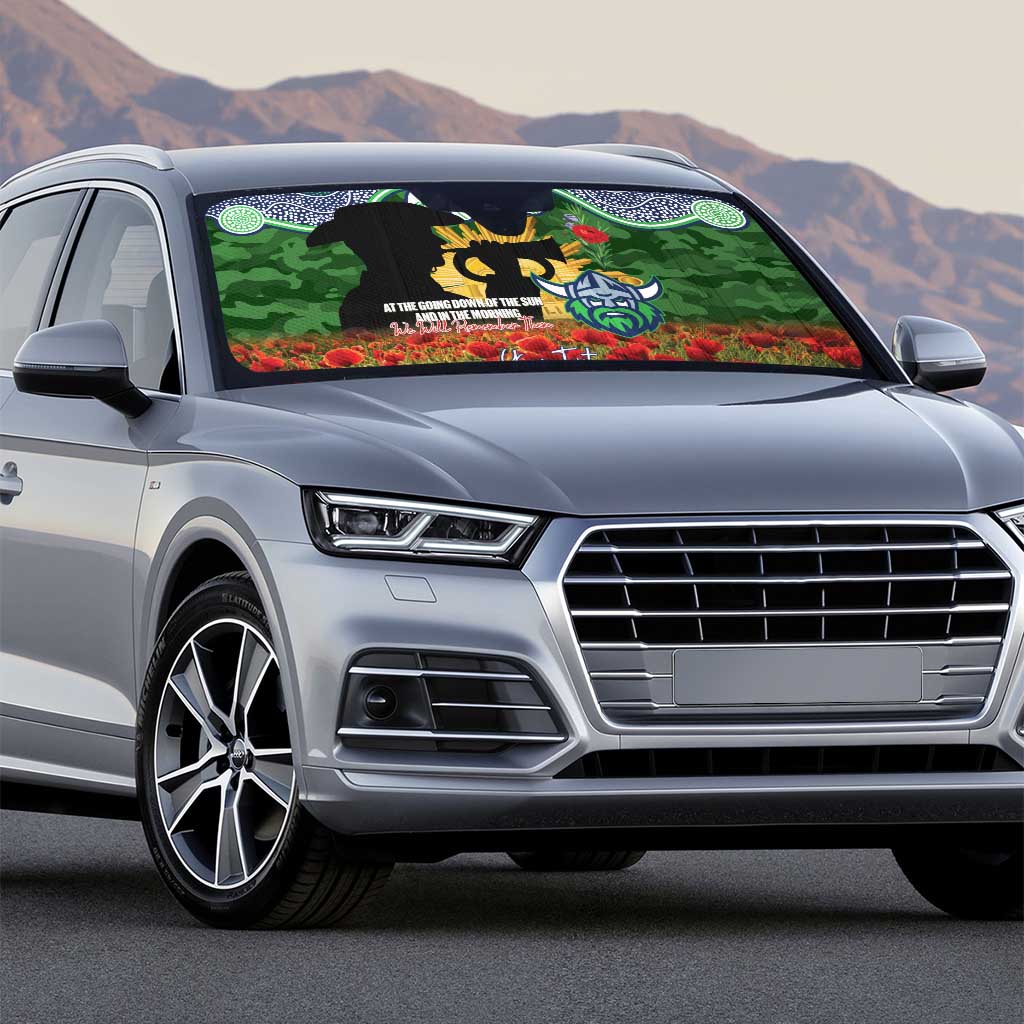 Personalised Raiders Rugby ANZAC Day Auto Sun Shade Last Post Poppy We Will Remember Them