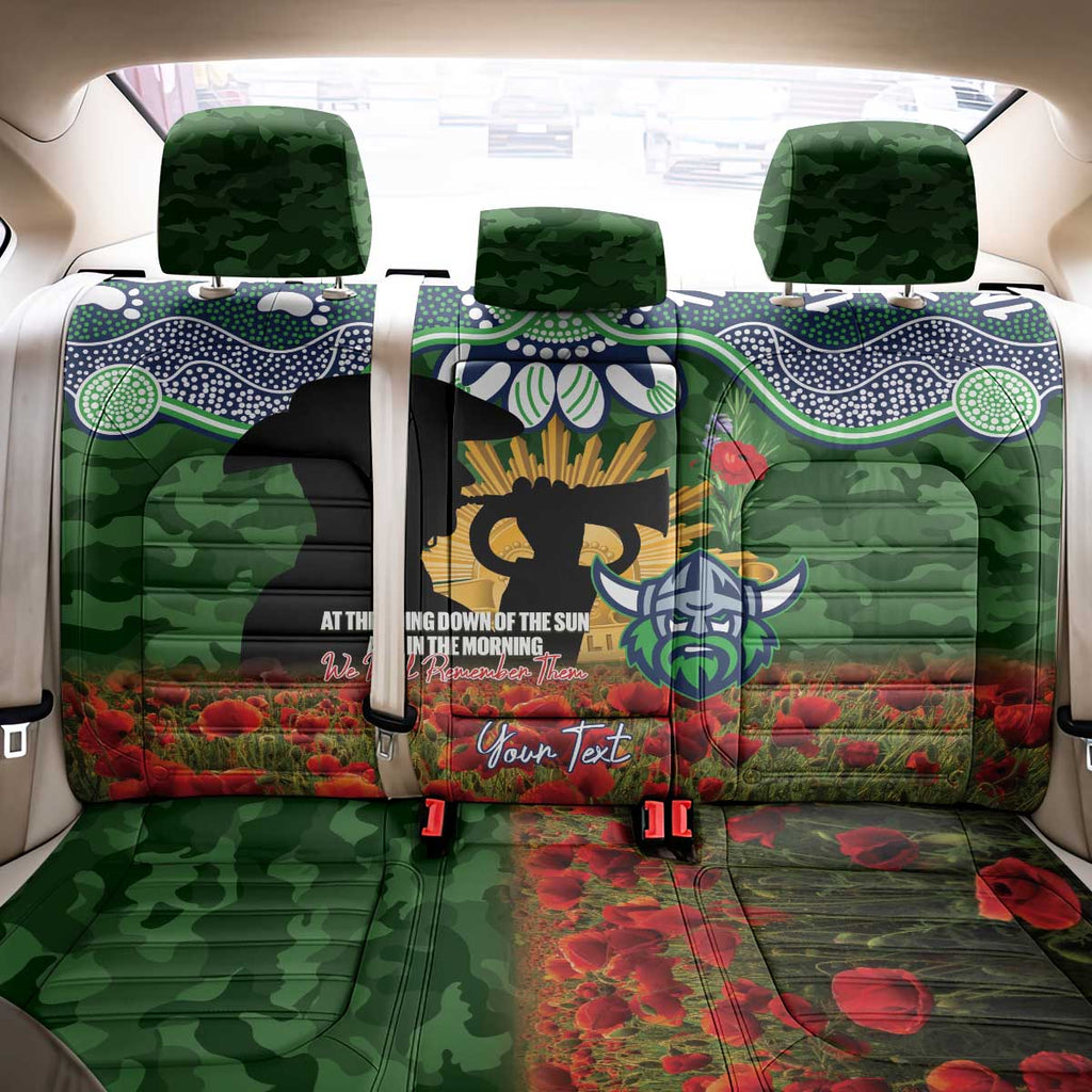 Personalised Raiders Rugby ANZAC Day Back Car Seat Cover Last Post Poppy We Will Remember Them