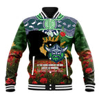 Personalised Raiders Rugby ANZAC Day Baseball Jacket Last Post Poppy We Will Remember Them