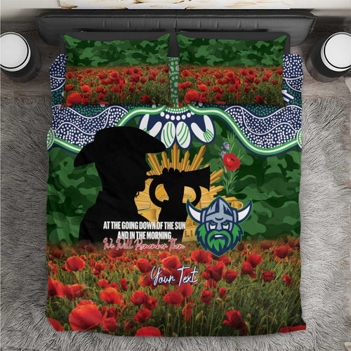 Personalised Raiders Rugby ANZAC Day Bedding Set Last Post Poppy We Will Remember Them