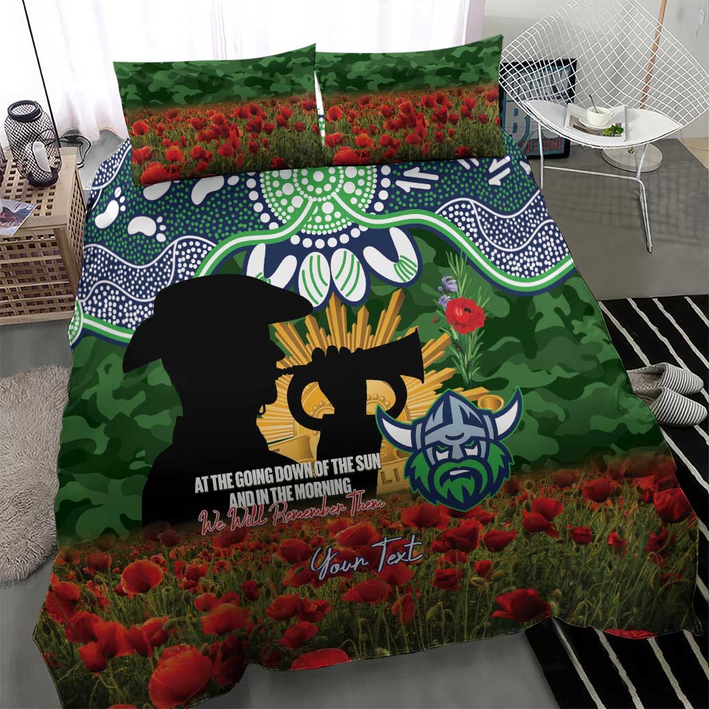 Personalised Raiders Rugby ANZAC Day Bedding Set Last Post Poppy We Will Remember Them