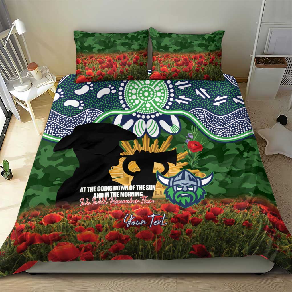 Personalised Raiders Rugby ANZAC Day Bedding Set Last Post Poppy We Will Remember Them