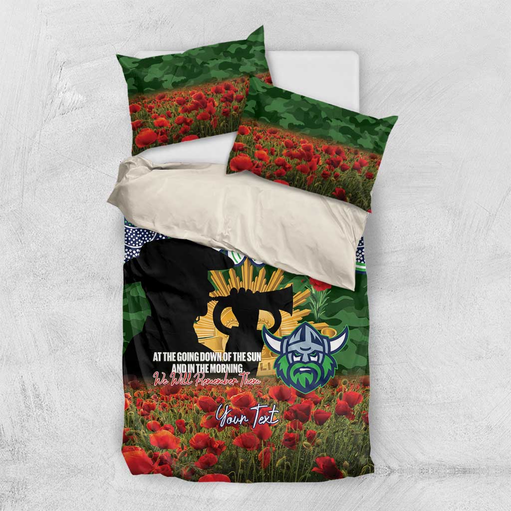 Personalised Raiders Rugby ANZAC Day Bedding Set Last Post Poppy We Will Remember Them