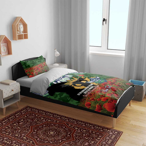 Personalised Raiders Rugby ANZAC Day Bedding Set Last Post Poppy We Will Remember Them