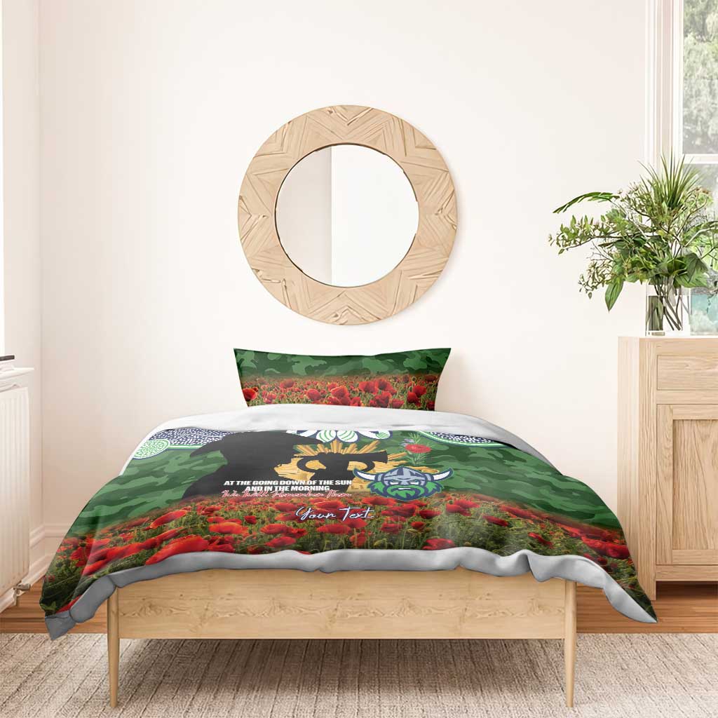 Personalised Raiders Rugby ANZAC Day Bedding Set Last Post Poppy We Will Remember Them