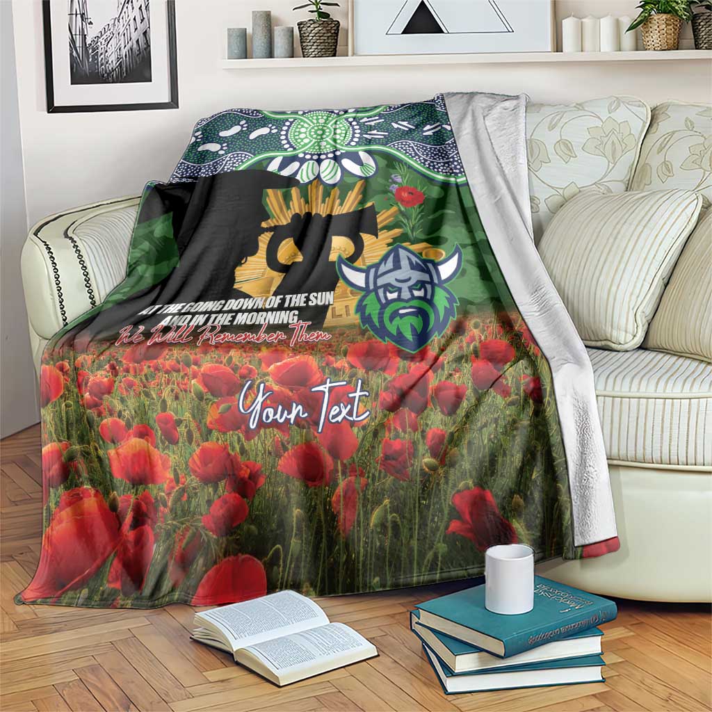 Personalised Raiders Rugby ANZAC Day Blanket Last Post Poppy We Will Remember Them